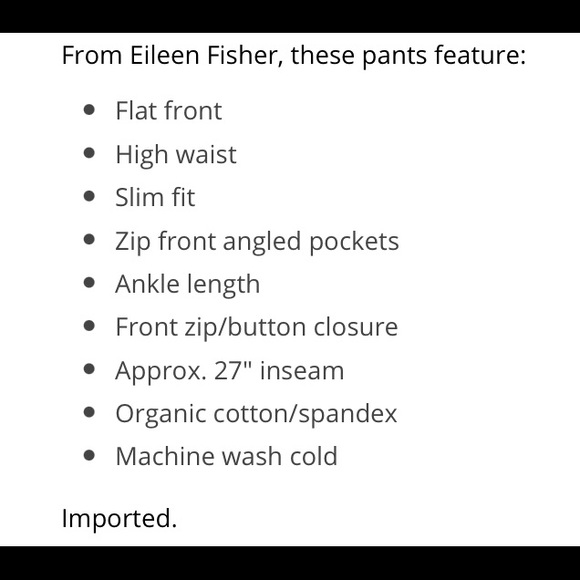 Eileen Fisher Women’s Organic Cotton Pants - Picture 8 of 11
